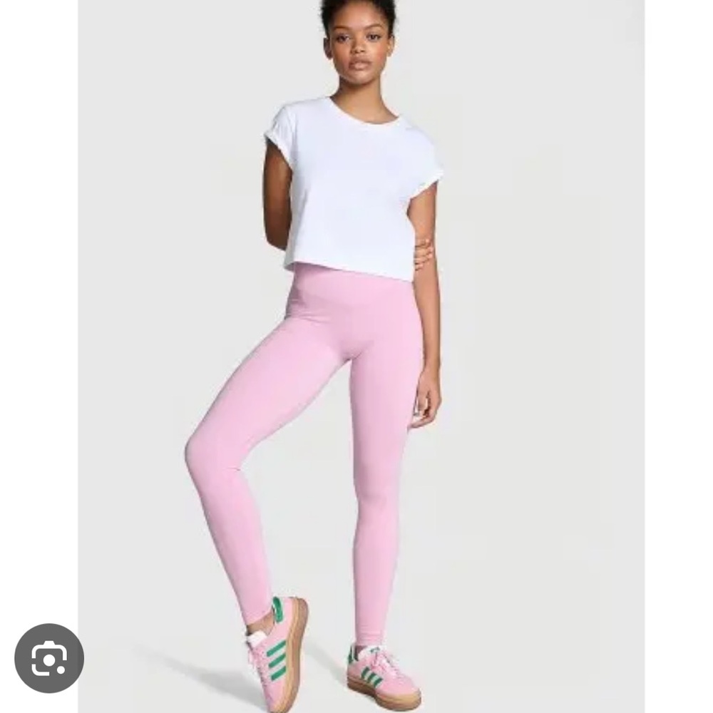 VS PINK Cotton Pink Leggings Waistband Back Pocket M NWT